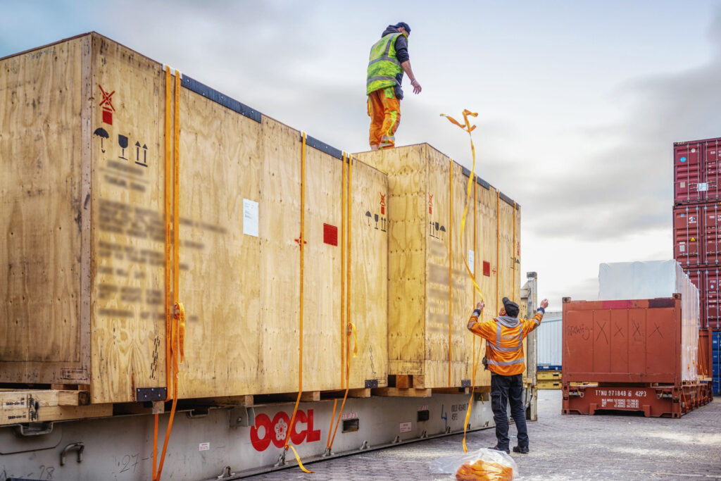 break bulk flat rack container pch packing center packbetrieb